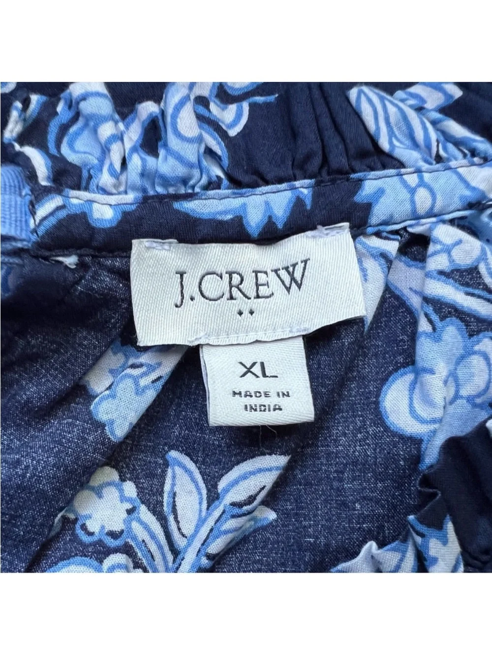 J. Crew Blue and White Puff Sleeve Blouse XL